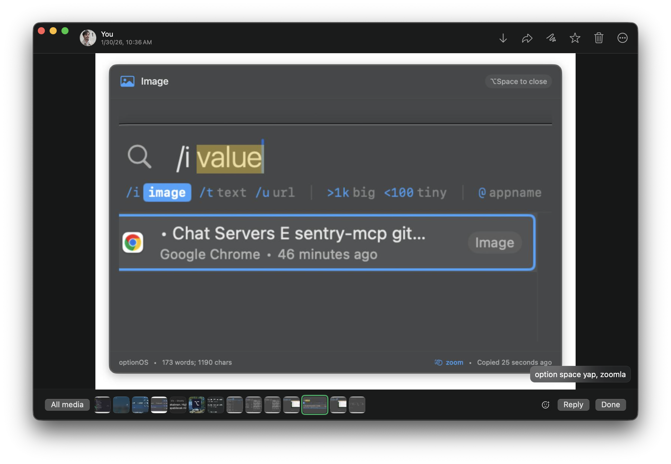 Option Space ile zoom